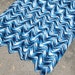Cottage SHabby Beach CHIC Nautical Crochet 92x68 Shades of Blue and White Zig Zag Design