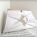 Handmade Bridal Clutch Purse. Satin and Silk White Wedding Formal Clutch Bag.