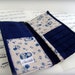 Handmade fabric wallet with Navy blue nesting dolls. Free shipping etsy.