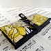 Womens Fabric Wallet. Patchwork black, yellow, and gray wallet.