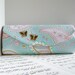 Light aqua butterfly and paisley clutch purse, Pastel blue clutch bag