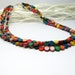 Multi Colored Stone Bead Triple Strand Silver Necklace