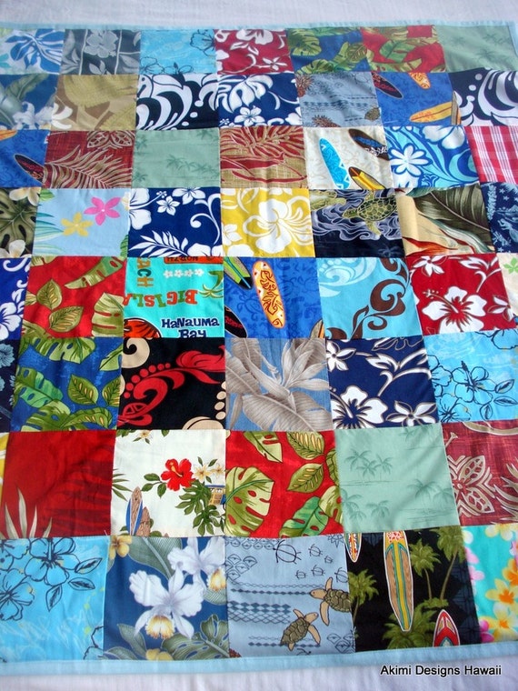 Items similar to Hawaiian Patchwork Baby Blanket Blue2 on Etsy