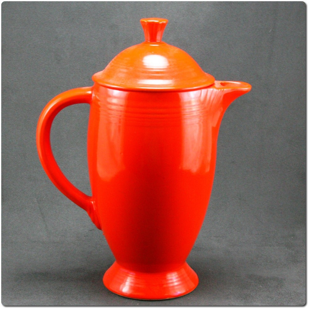 SALE Vintage Fiesta Coffee Pot in orginal red glaze by hazelhome