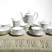RESERVE HALLIE Antique Czechoslovakia Tea Set, Black and White Tea Set, Art Deco Tea Set, Stamped Czech Tea Set, Czech Porcelain
