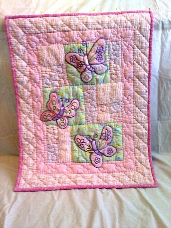 Items similar to Pink Butterfly Baby Blanket on Etsy