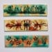 Laminated bookmarks watercolor pen and ink with turtles cattails and original abstract art 1.5" x 6" Set of 3 brown green art bookmark