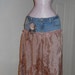 Rose Crème jean skirt mauve pink shimmery rose silk dusty vintage lace bohemian Renaissance Denim Couture