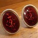 REDUCED Vintage oval Cuff links Goldtone with red enamel Nude Naked Lady Woman with a goat or dog Cufflinks - FREE shipping