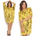 80s Batwing Dress Black Yellow Bold Animal Leopard Print Strong Shoulders Mini Drape Party Dress / Hipster Glam Avant Garde / Size M Medium