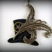 Steampunk Top Hat Necklace with vintage watch gear and plume
