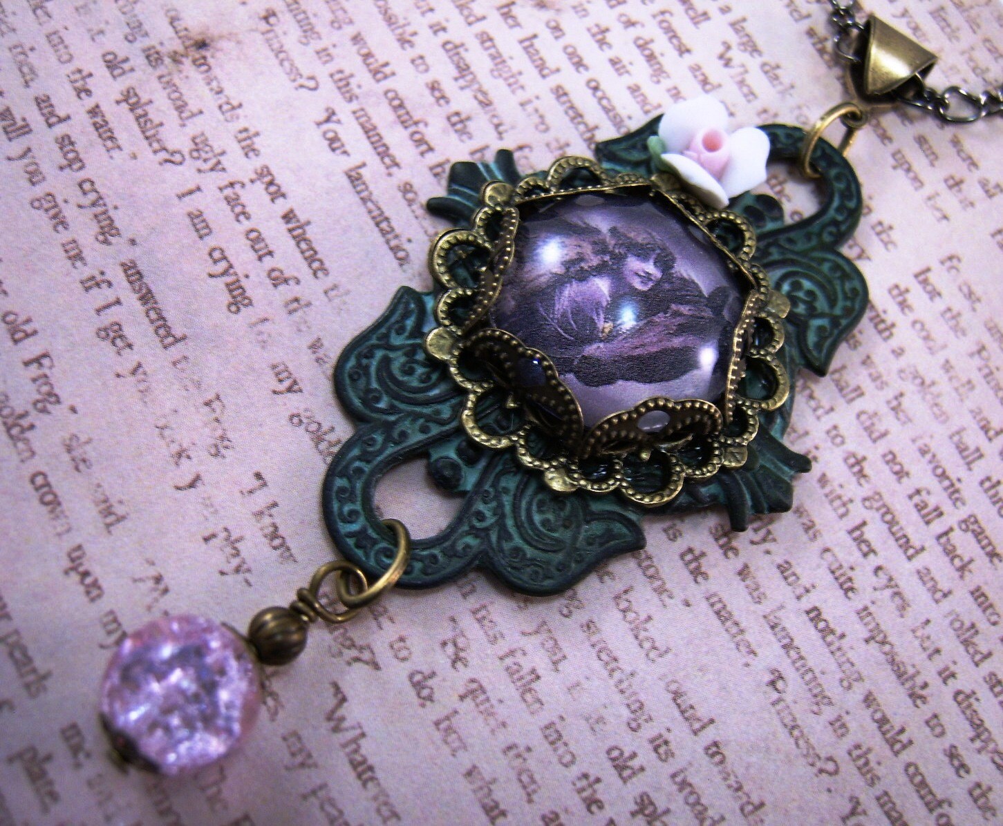 Mixed Media Neo Victorian Necklace Misty by TheSteamPunkCatSlave