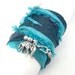 Reserved for dwoods Sari Silk Ribbon Wrap Bracelet with Lucky Elephant and lotus charm