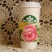 Coffee cup sleeve, Roses, sleeve is reversible and fits starbucks small, medium and large to go cups