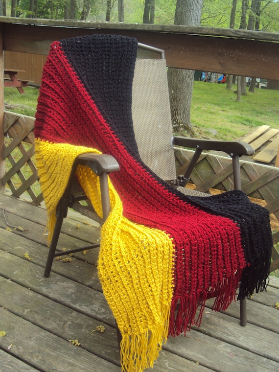 Soft Hand Made German Flag Throw Crochet Blanket
