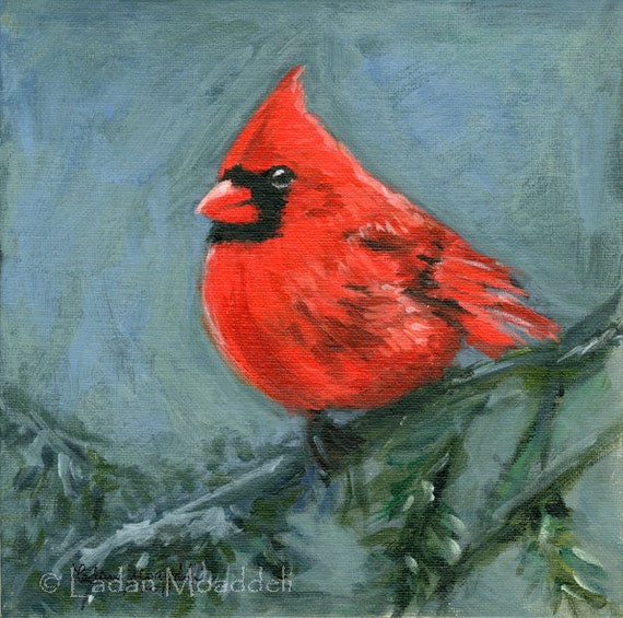 Items similar to Cardinal bird - print of acrylic painting on Etsy