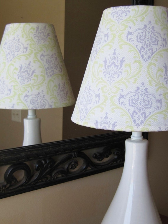 Lilac and Light Green Damask Lamp Shade by starlitshades on Etsy