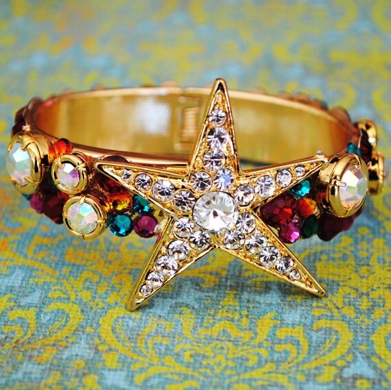 Sale Swarovski Crystal Shooting Star Hinged Cuff Bracelet