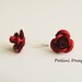 Petite Rose Post Earrings. Lipstick red. Gift For Her (VER-59)