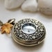 Antique Gold Pocket Watch Necklace Decorated with Golden Maple and Vintage Green Czech Glass (PW-28)