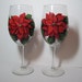Poinsettias Painted Wine Glasses, Original, Set of 2