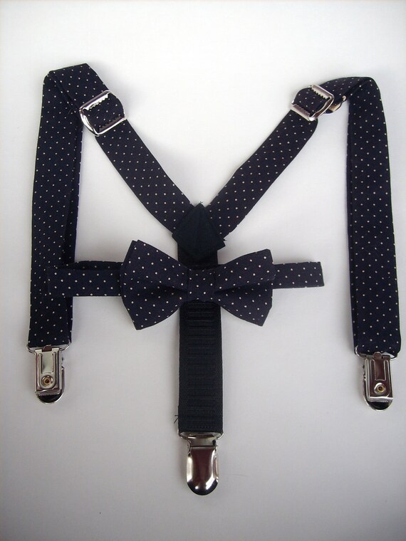 bow tie and suspenders for toddler boy navy blue by golubchick
