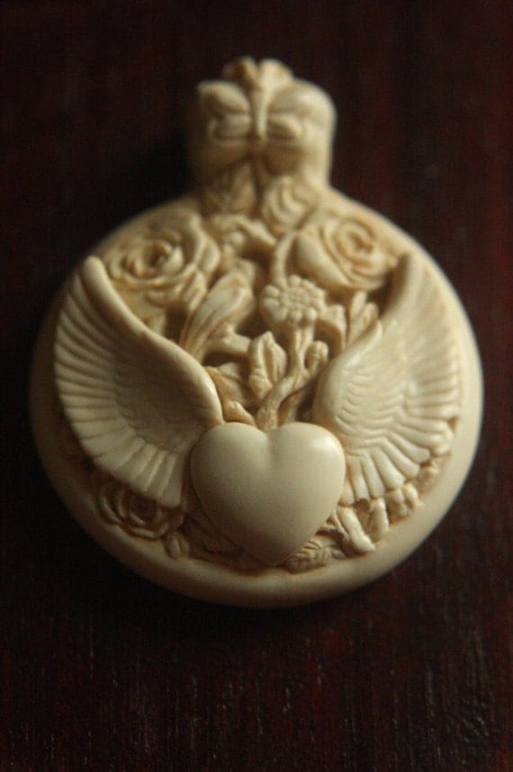 SUFI WINGED HEART pendant 1 1/2 inches by missionnow on Etsy