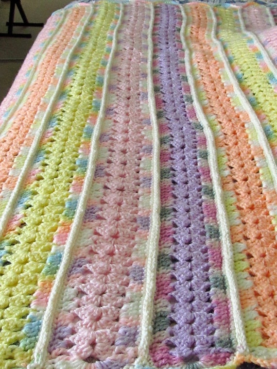 Crocheted Mile a Minute Afghan with Soft Colors