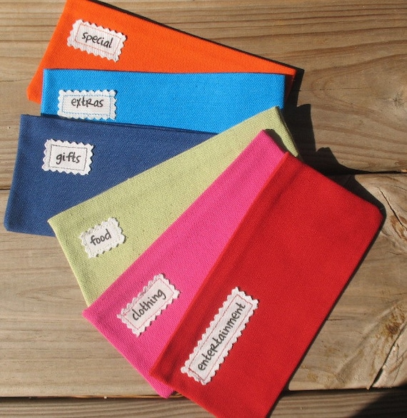 SIX Fabric Cash Only Budget Envelopes Velcro closures