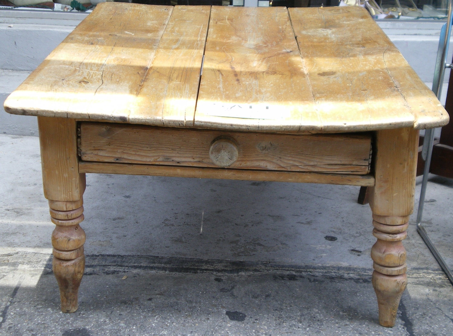 Large Antique Pine Coffee Table