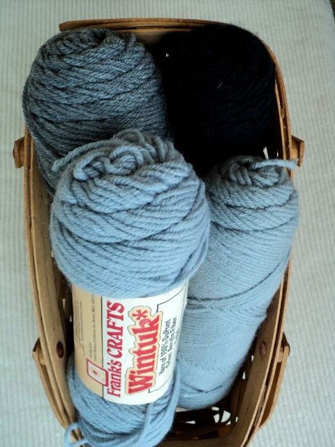 Shades Of Grey And Black Acrylic Yarn 4 Skeins