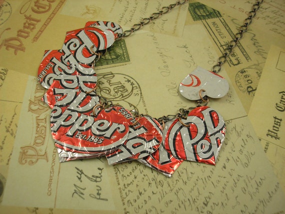 Recycled Soda Can Art 9 Heart Necklace Double Sided And 1668