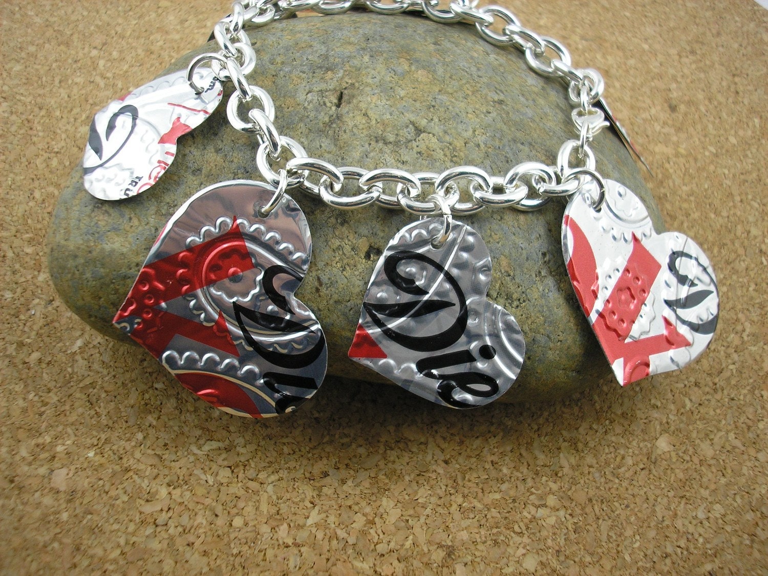 Recycled Soda Can Art Diet Coke Hearts Double Sided 8741