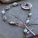 Tucson Lampwork and Turquoise Magnesite Gemstone and Copper Wire Worked Bracelet