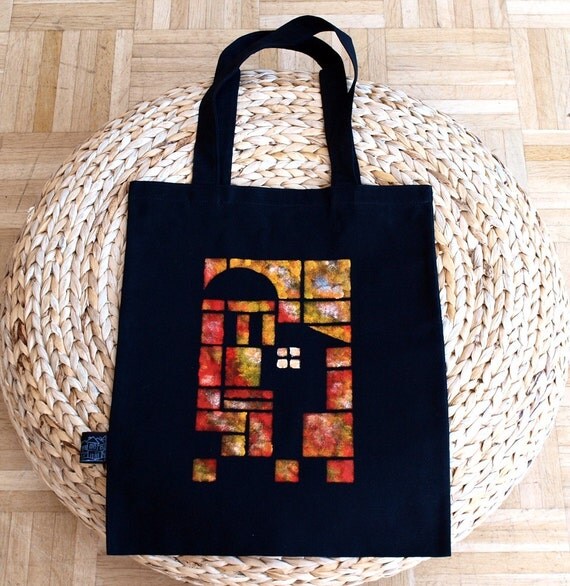 orange and black tote