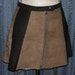 Nancy Sinatra Vintage 60s Fembot Suede Leather Short Zip Front Skirt Boho Mod Hipster