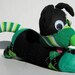GUINNESS of ARGYLE, fun and feisty pup, repurposed sock in Irish green and black