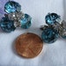 Beautiful Light Blue Cut Faceted Glass Vintage Clip on Earrings