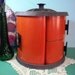 Super Sweet 1960s 1970s Burnt Orange Metal Canister Set with Faux Bois Lid on Lazy Susan
