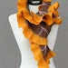 Felted ruffled Scarf Orange Brown Valentines day gift idea