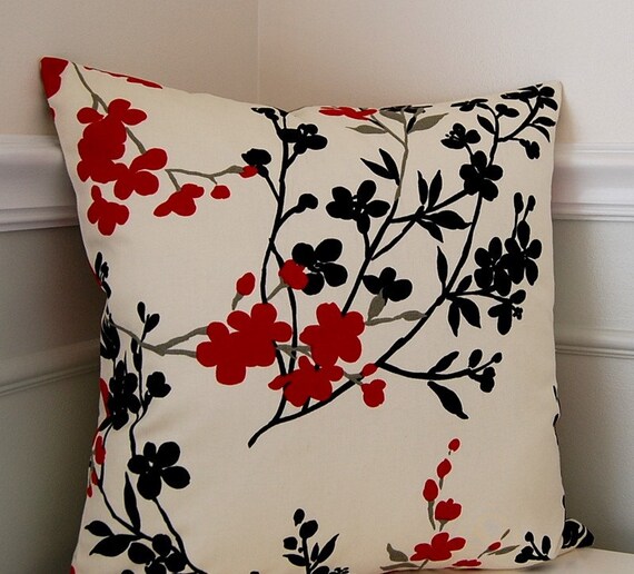 AsianInspired Decorative Pillow Cover Red and Black