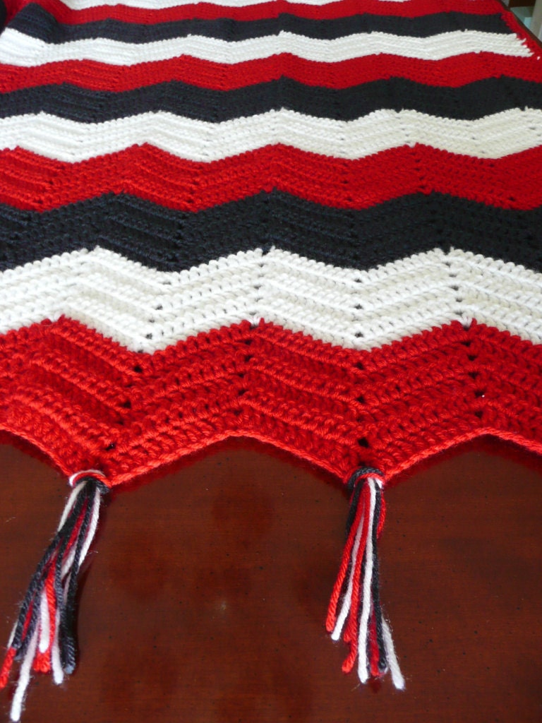 Old Glory RedWhiteBlue Crochet Afghan Heart or
