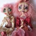 Goth Christmas Art Dolls OOAK Sad Pink Percy and Prissy Holiday dolls RESERVED Balance for Julie