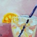 Slice-5x7 Original Contemporary Impressionism Lemon on Glass Oil Painting