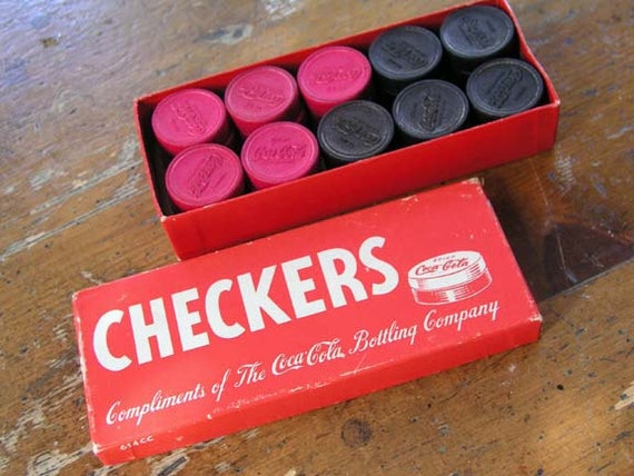 Vintage Wood Coca Cola Checkers In Box