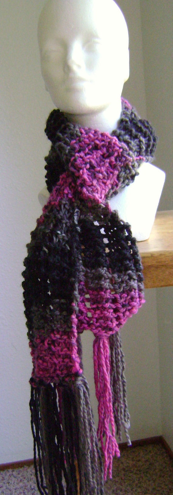 Knit scarf hand knit scarf fancy knit scarf black knit