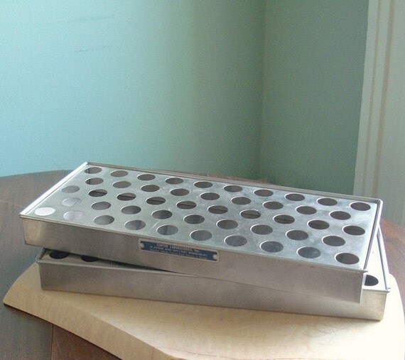 Vintage Metal Test Tube Rack Hold 48 Tubes