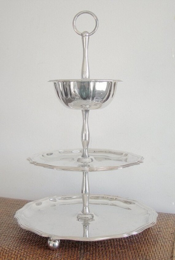 Vintage 3 Tier Silver Dessert Server