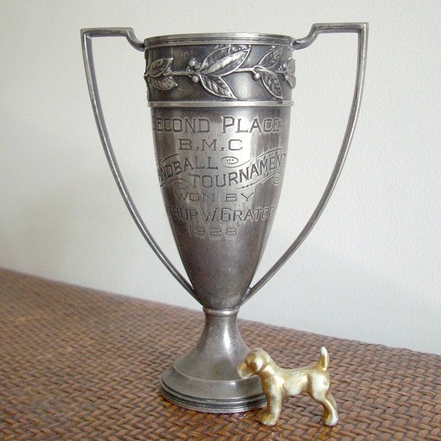 Vintage 1928 Silver Handball Trophy Cup