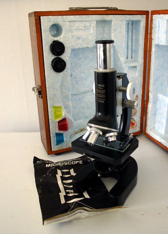 Vintage Tasco 1200X Microscope in Wood Box